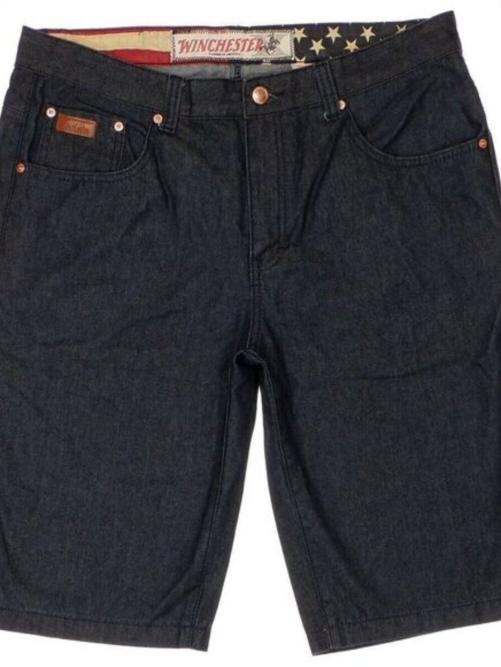 Winchester Shorts Mens Size 38 Actual 37 Dark Blue Cotton Bermuda Embroidered